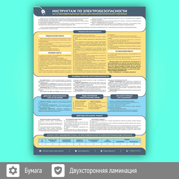 Плакат «Инструктаж по электробезопасности - на I квалификационную группу для неэлектротехнического персонала» (М-71, 1 лист, А2)